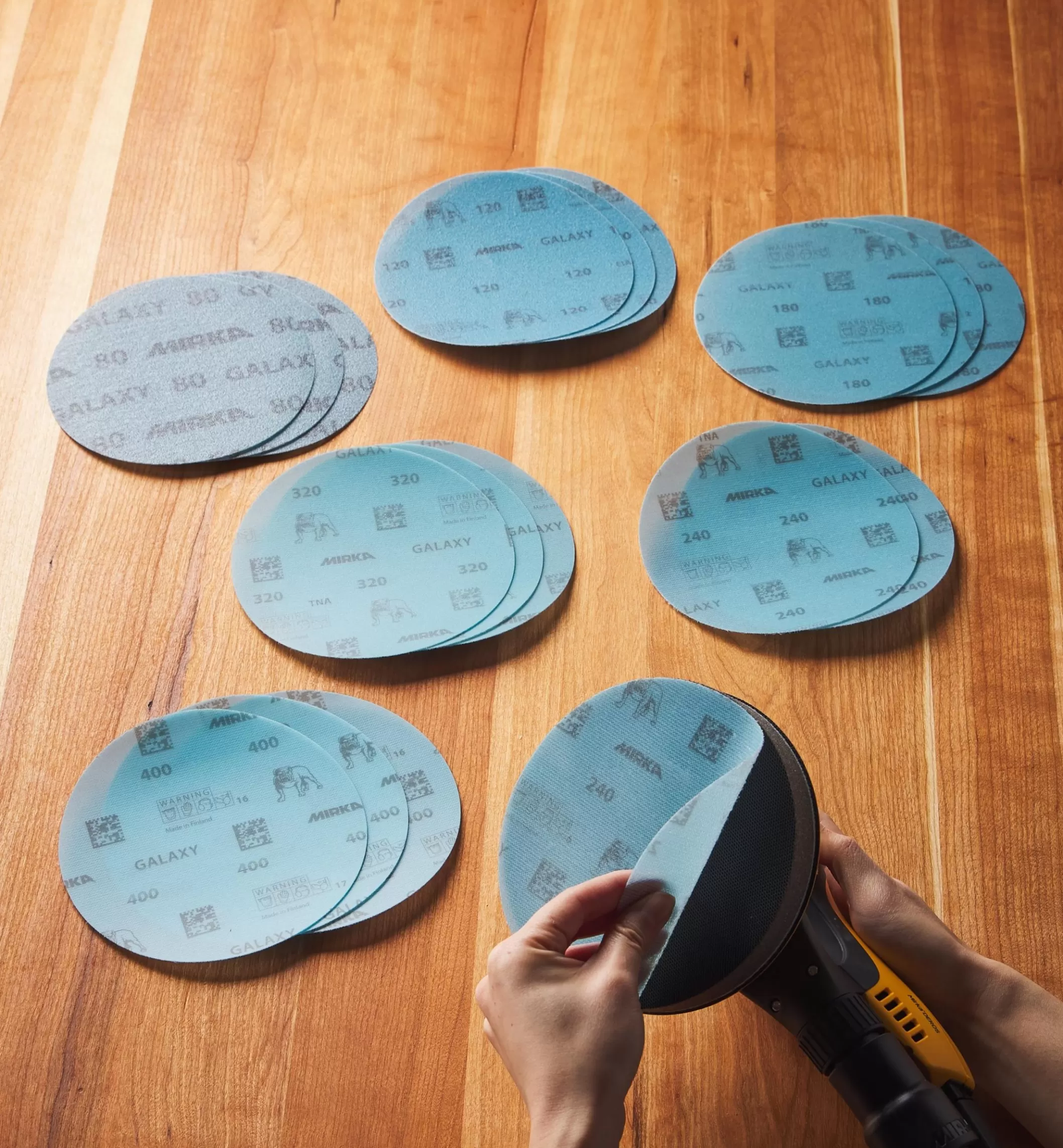 New Lee Valley 18-Pc. Sample Pack Of Mirka 6" Galaxy Grip Discs