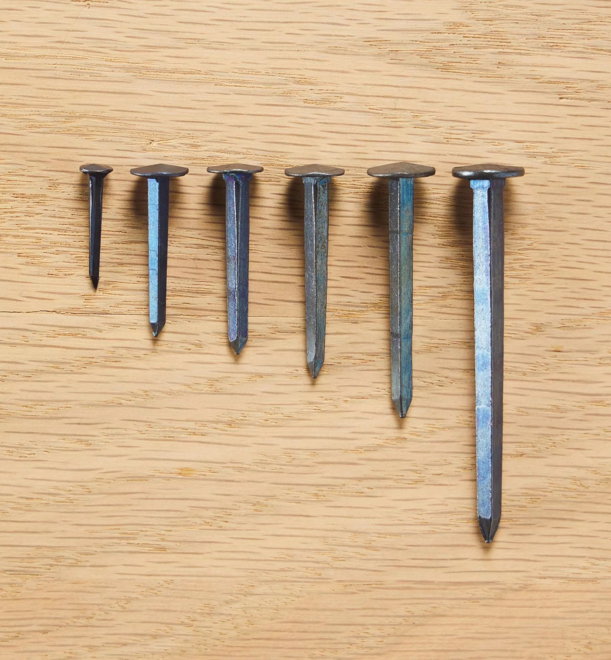 New Lee Valley Blued Steel Diamond-Head Forged Nails From Clouterie Rivierre, 140 Assorted Pieces