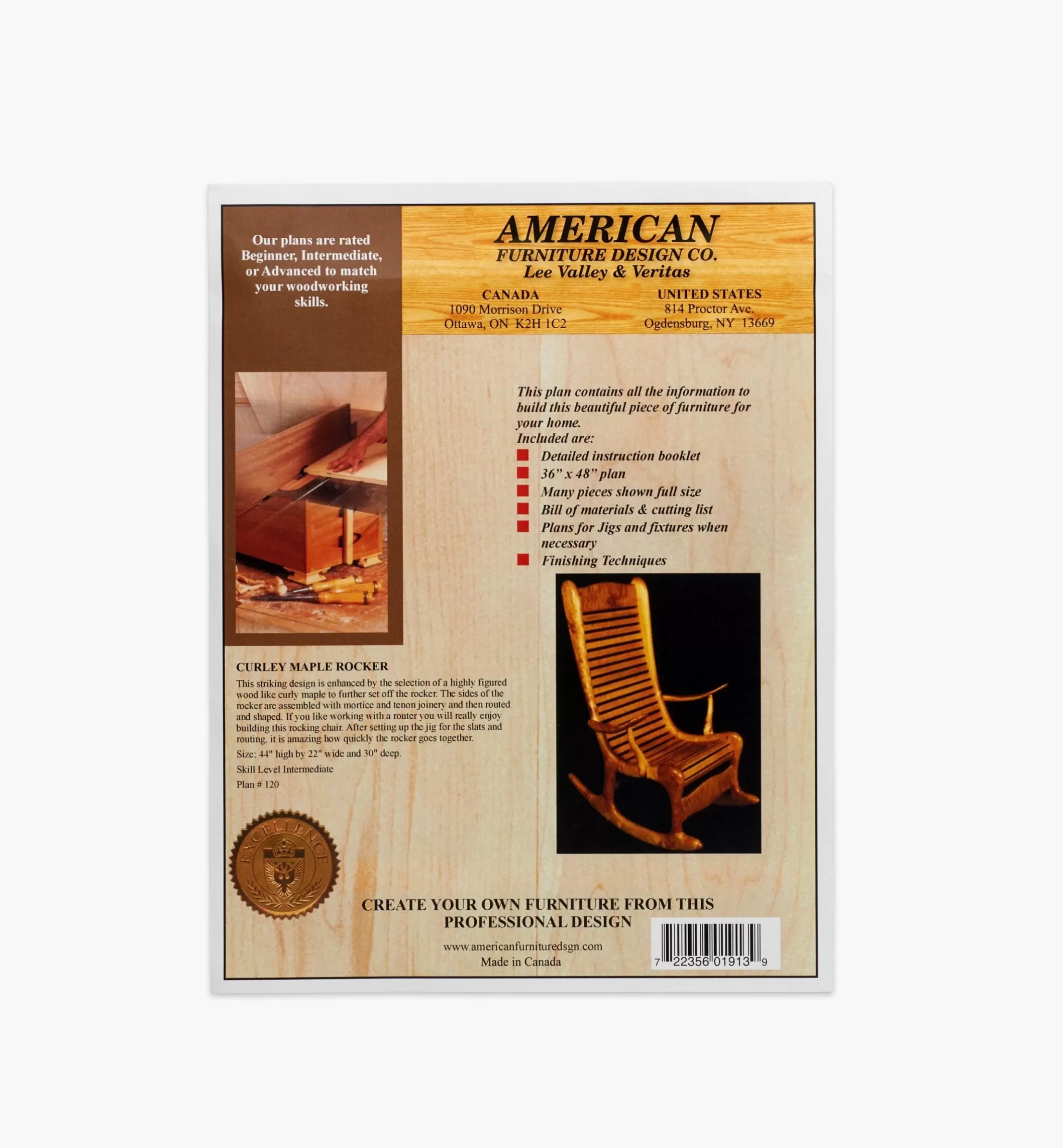 Sale Lee Valley Curly Maple Rocker Plan