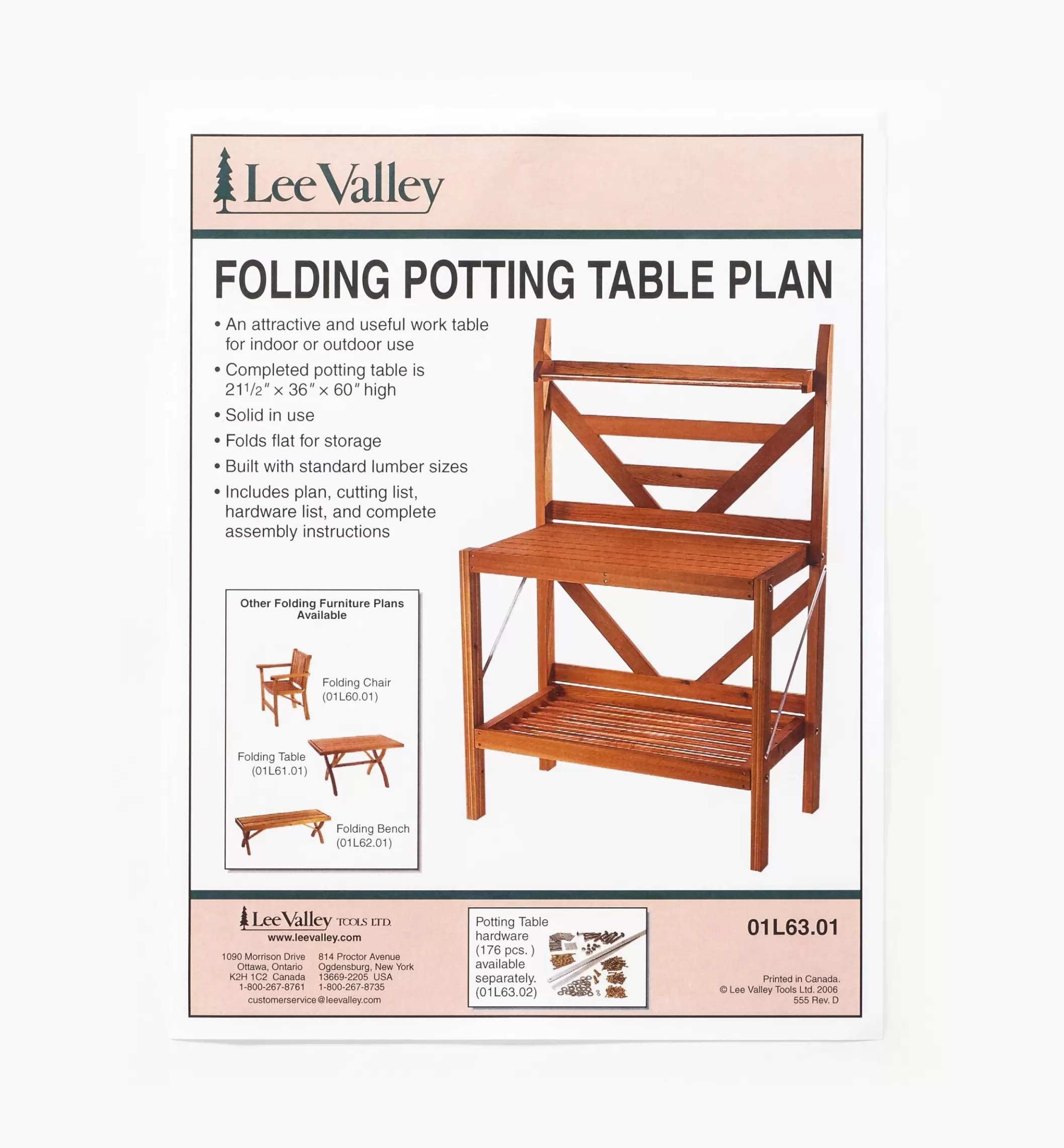 Shop Lee Valley Folding Potting Table Plan
