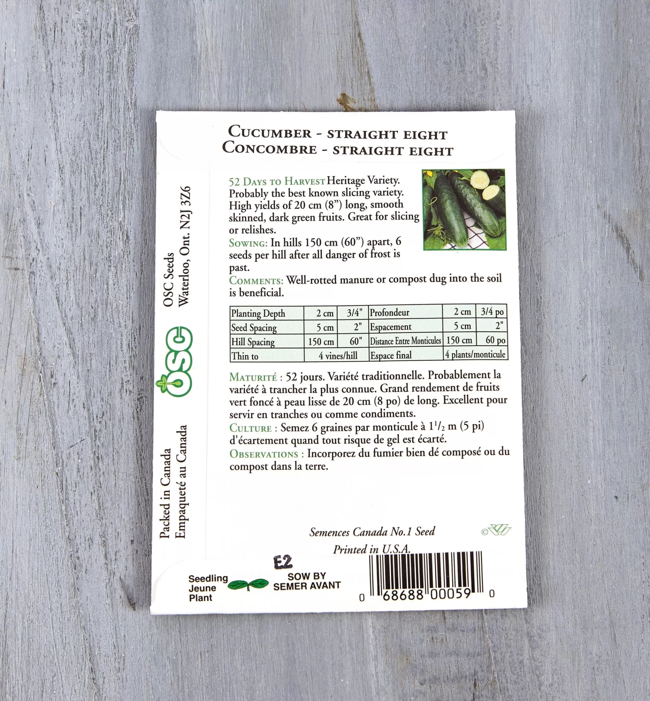 Cheap Lee Valley OSC Cucumber Seed Packets
