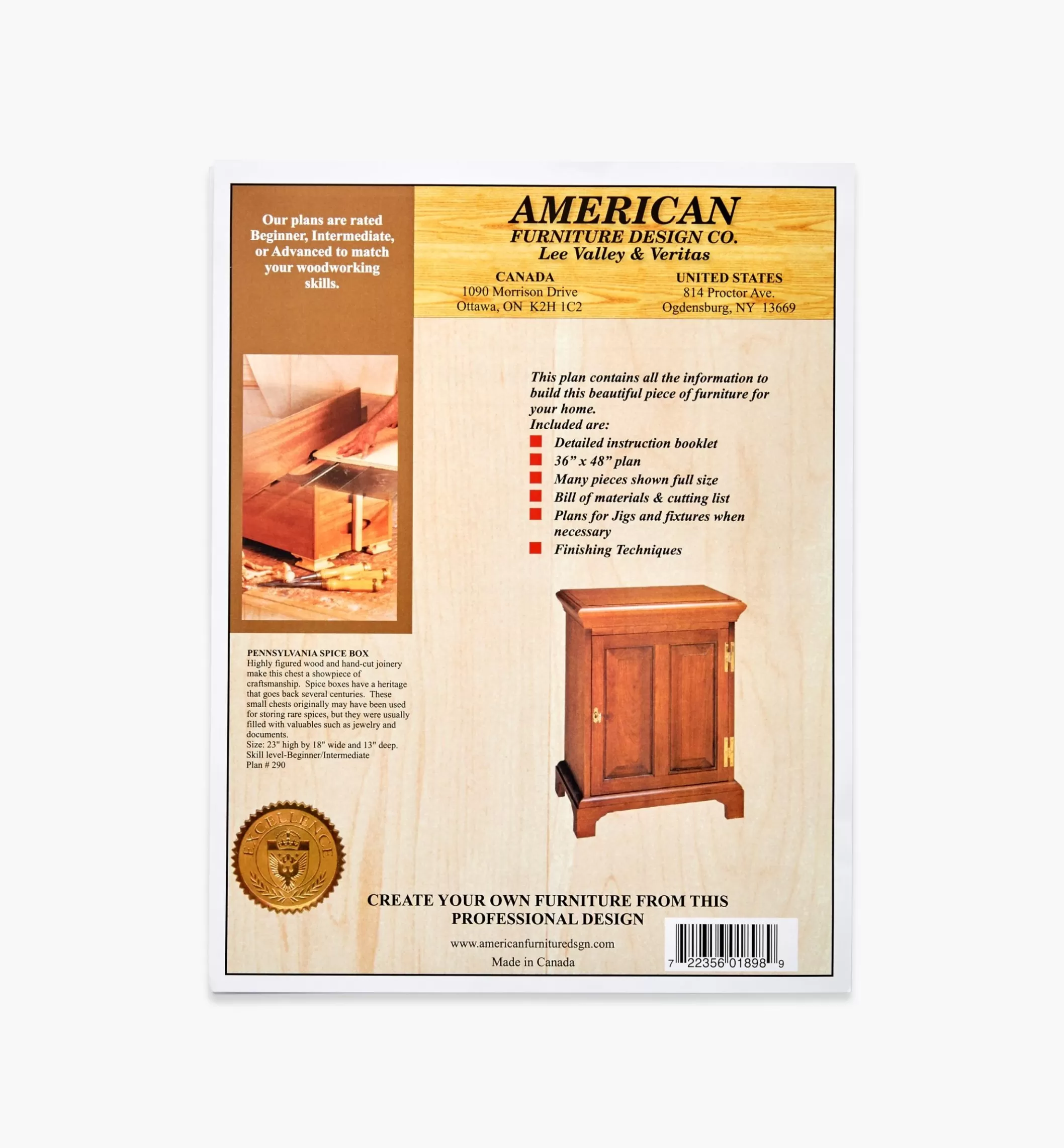 Sale Lee Valley Pennsylvania Spice Box Plan