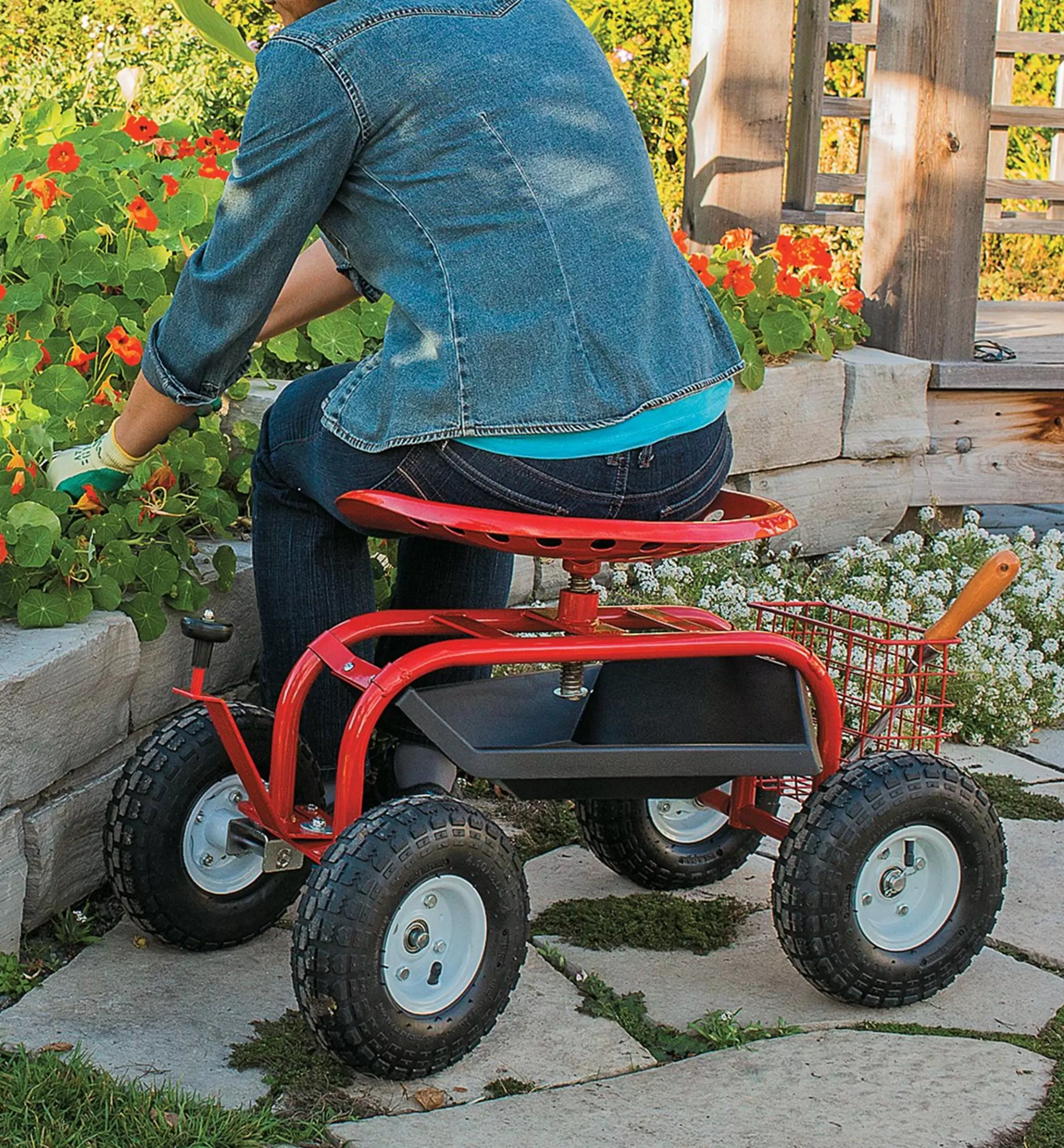 Best Sale Lee Valley Steerable Rolling Seat With Tool Tray