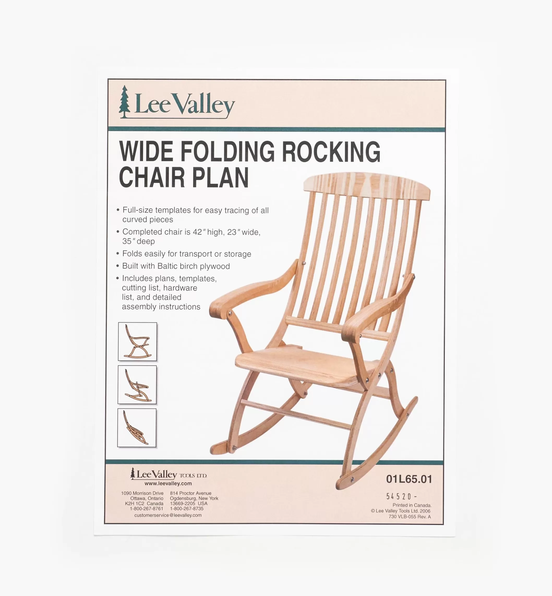 Outlet Lee Valley Wide Folding Rocking Chair Plan